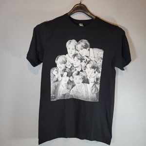 BTS K POP Men's Band T-Shirt Black Short Sleeve Size Small